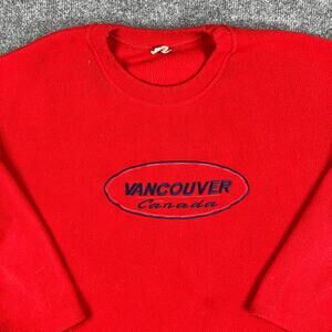 Vancouver Canada Fleece Pullover Womens 2XL Red Crewneck Warm Casual Sweatshirt